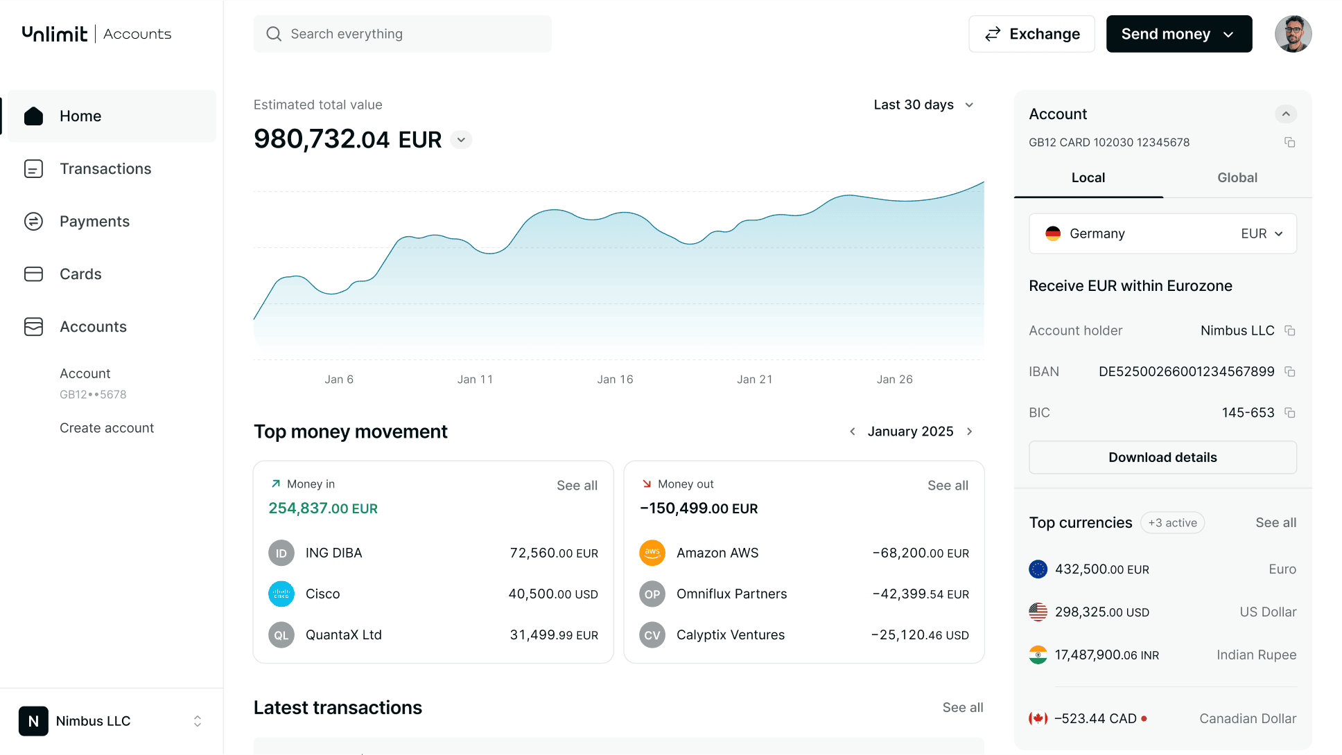 accounts interface