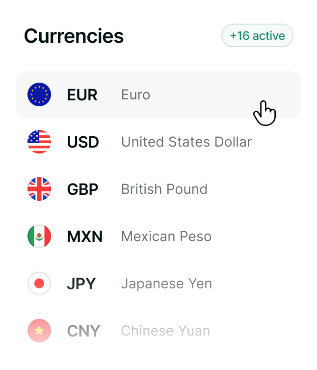 supported currencies
